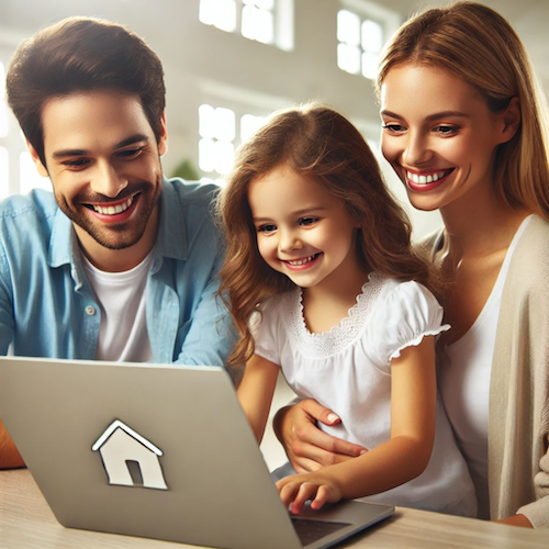 A-family-using-a-laptop-looking-happy-and-engaged.-The-scene-should-depict-a-father-mother-and-daughter-smiling-while-interacting-with-the-computer-1-2