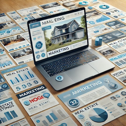 Laptop-screen-showing-a-variety-of-marketing-materials-for-real-estate-including-flyers-brochures-and-social-media-posts.-The-scene-should-depict-t-2